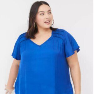 Satin Smocked-Shoulder Blouse